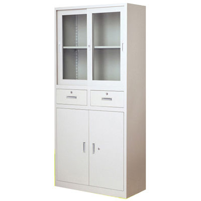 Knock Down 2 Drawers Cupboard With Sliding Door And Swing Door With PVC Recessed Handle