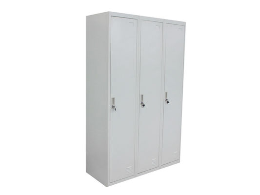 Three Door Metal Office Lockers Cloth Cabinet School Use Powder Coating Surface