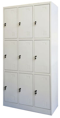 Commercial Cloth 9 Door Lockers , Smooth Surface Kids Metal Locker Modern Design