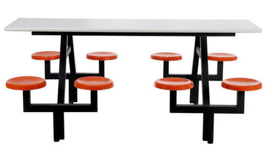 Custom made steel office furniture dining table with plastic chair in school canteen