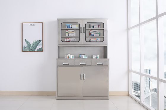 Three Drawer Stainless Steel Storage Cabinet Stable For Hospital OEM Service