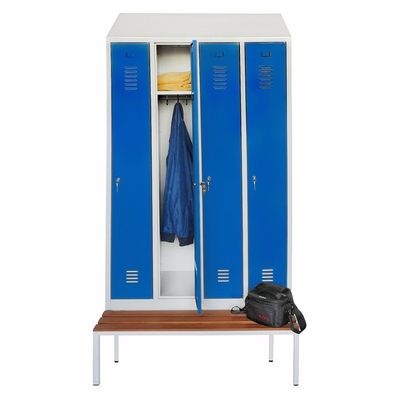 Waterproof Swimming Pool Metal Wardrobe With Bench Four Door Easy To Assemble