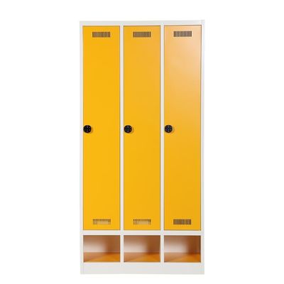 Gym Changing Room 3 Door Steel Almirah , Safe Metal Staff Lockers With Shoe Box