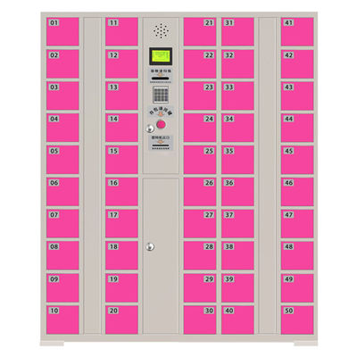 50 Doors  Coin-Operated/Fingerprint/Card/Bar Code Cell Phone Steel Storage Cabinet Pink