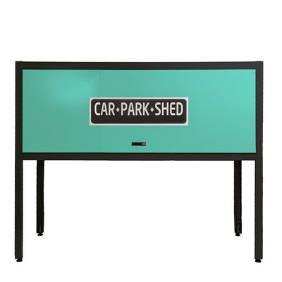 Steel Garage Storage Cabinet Over Car Bonnet Car Parking Storage Locker 2300mm Width Green Door