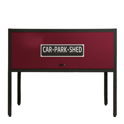 Steel Garage Storage Cabinet Over Car Bonnet Car Parking Storage Locker 2300mm Width Brownish Red Door