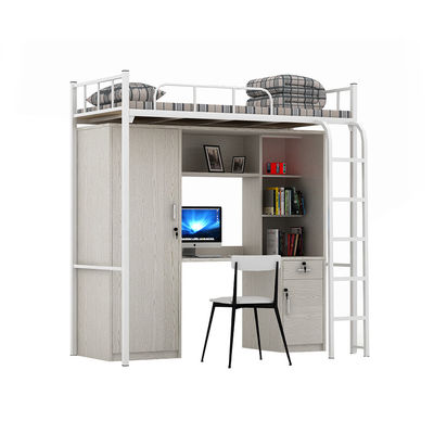 Metal Dormitory Knock down Double Bunk Bed With Desk