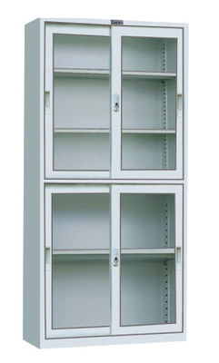 Glass Sliding Door Steel Stationery Cupboard Knock Down Structure 2-Tier Configuration