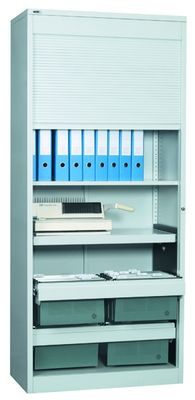 Office Metal Laboratory Vertical Tambour Storage Cupboard
