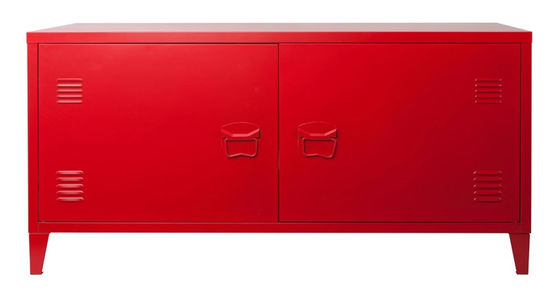 Red Metal Wall dustproof TV Hall Cabinet Design