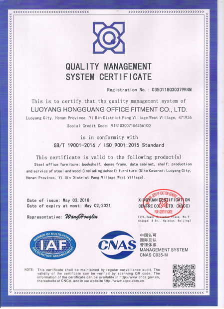 China Luoyang Forward Office Furniture Co.,Ltd Certification