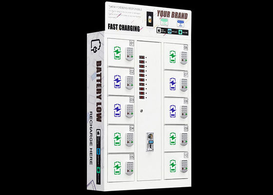 Cold Rolled Sheet Mobile Charging Booth , 10 Doors Mobile Phone Charging Kiosk