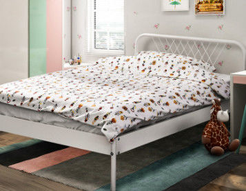 Bedroom Single Metal Bed Frame , Dormitory Cold Rolled Steel Frame Easy Assembly