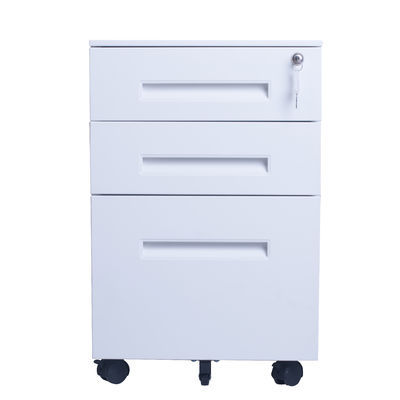 Under Desk Metal Mobile Pedestal , Short White Lockable Storage Cabinet