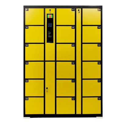 Yellow Black Self Encoded Digital Safe Locker , Eighteen Mobile Phone Locker For Office