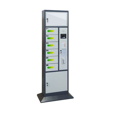 Charging Cell Phone Storage Cabinet With Base 1600mm Height Gray / Black Color