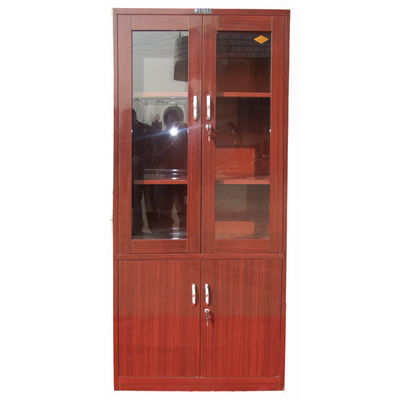 Wooden Grain Thermal Transferred Swing Door Steel Filing Cabinet Knock Down Metal Stationery Cupboard