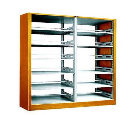 Double Sided Thick 1.5mm Steel Wood Bookshelf For Library