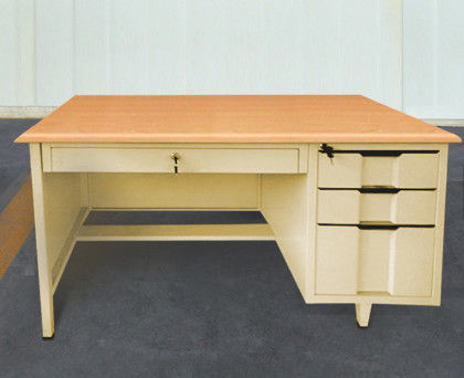 Knock Down Computer Desk With Storage , Thick Metal 3 Drawer Desk Smooth Surface