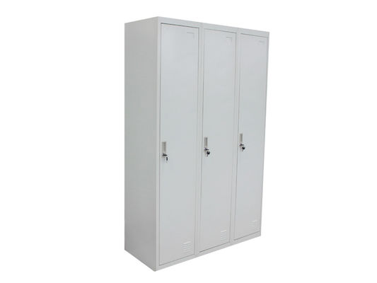 Three Door Metal Office Lockers Cloth Cabinet School Use Powder Coating Surface