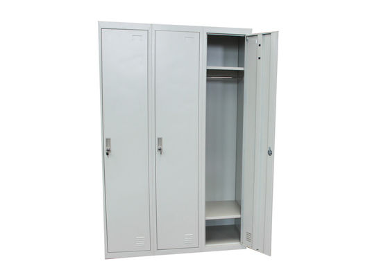 Three Door Metal Office Lockers Cloth Cabinet School Use Powder Coating Surface