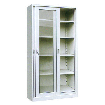 Glass Sliding Doors Steel Filing Knock Down Layout With Adjustable Inner Shelves