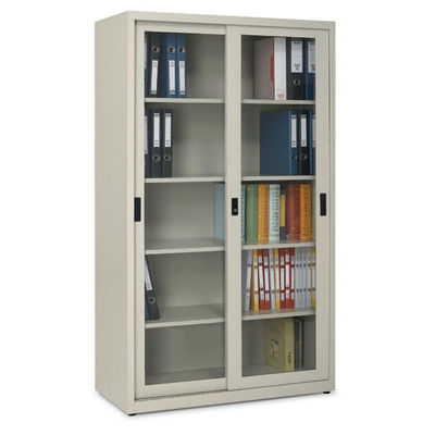 Glass Sliding Doors Steel Filing Knock Down Layout With Adjustable Inner Shelves