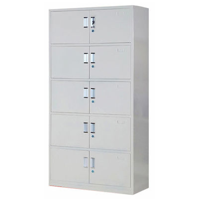 5-Tier 10 Swing Doors Metal Cupboard With Aluminium Alloy Recessed Handle