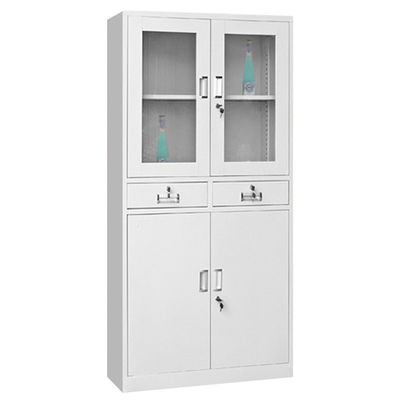 Middle 2-Drawers Swing Door Steel Storage Cabinet Metal Office Furniture Metal Storage Cupboard