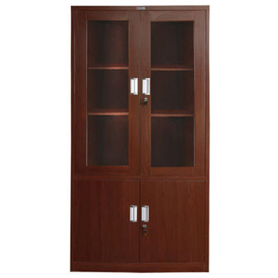 Wooden Grain Thermal Transferred Swing Door Steel Filing Cabinet Knock Down Metal Stationery Cupboard