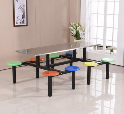 Custom made steel office furniture dining table with plastic chair in school canteen