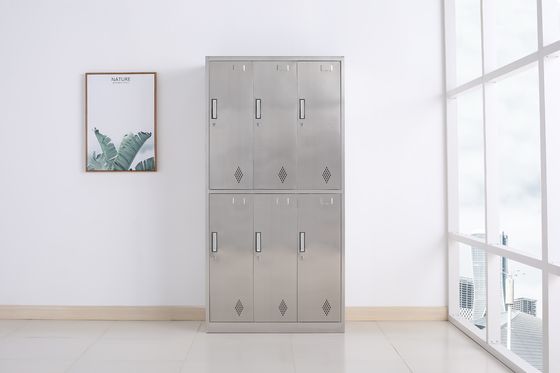 Six Doors Stainless Steel Storage Cabinet Cupboard locker office furniture For Clothes Easy To Assemble