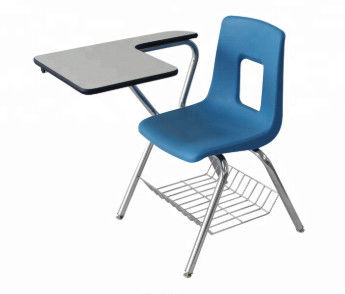 Navy Blue High School Desk Chair Combo , Anti Corrosion Student Table Chair