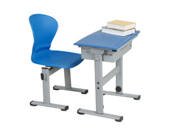 Blue Single Student Desk And Chair Set , Classroom Child Writing Table School Furniture