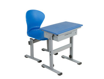 Blue Single Student Desk And Chair Set , Classroom Child Writing Table School Furniture