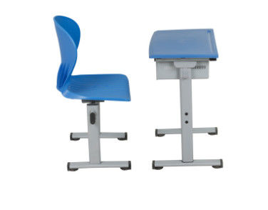 Blue Single Student Desk And Chair Set , Classroom Child Writing Table School Furniture