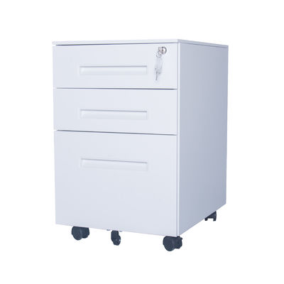 Under Desk Metal Mobile Pedestal , Short White Lockable Storage Cabinet