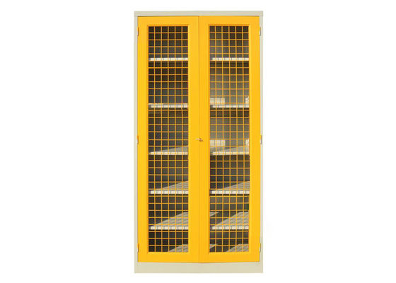 Easy Assemble Steel Foldable Storage Cabinets Hinge Nets Doors Yellow Color