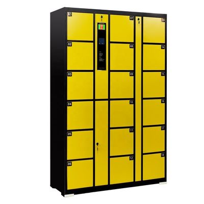 Yellow Black Self Encoded Digital Safe Locker , Eighteen Mobile Phone Locker For Office