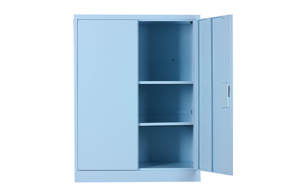 Solid Doors Blue Storage Cabinets , 2 Shelves Keyed Metal Storage Furniture