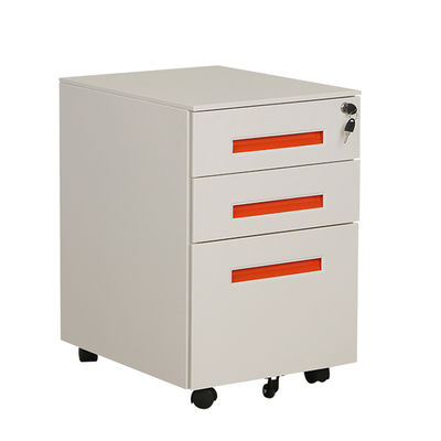 smooth surface White Bedside Cabinets , Knock Down 3 Drawer Mobile Pedestal