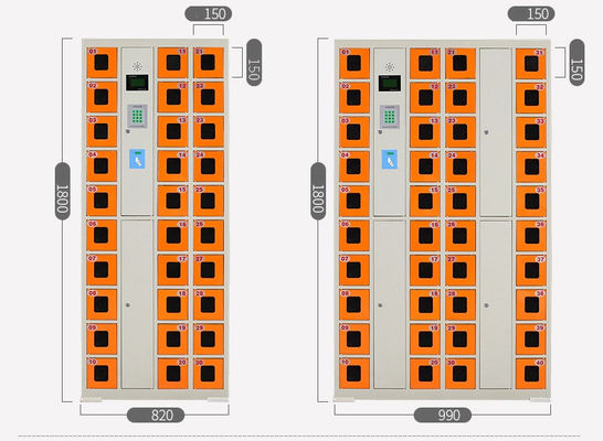 Fingerprint / Coin Operated Cell Phone Charging Station , 30 Doors Secure Cell Phone Charging Station