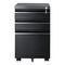Black Steel Office Furniture 3 Drawer File Cabinet With Wheels