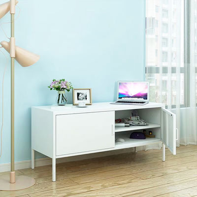 TV Stand Furniture White 0.7mm Steel Storage Cabinet