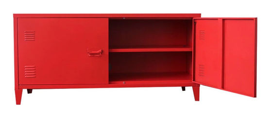 Red Metal Wall dustproof TV Hall Cabinet Design