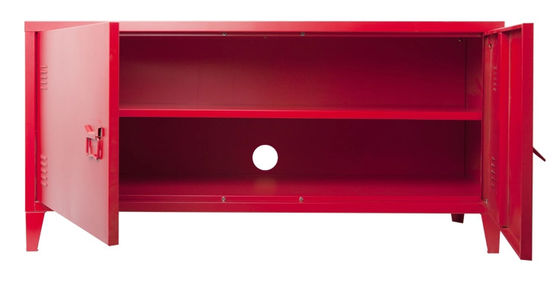 Red Metal Wall dustproof TV Hall Cabinet Design