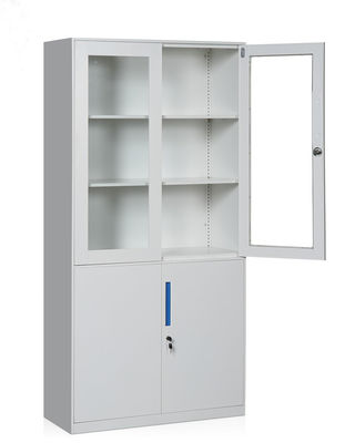 Glass &amp; Steel 4 Doors Filing Cabinet Office Steel Book Cupboard KD Structure