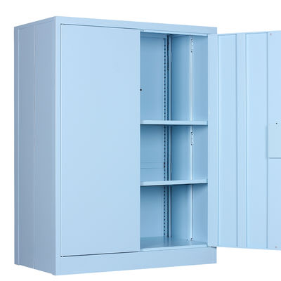 Solid Doors Blue Storage Cabinets , 2 Shelves Keyed Metal Storage Furniture